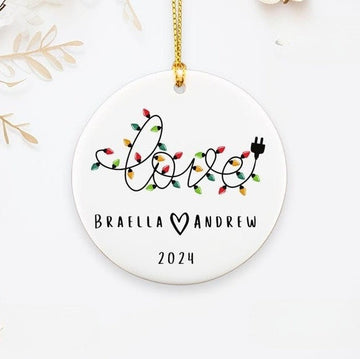 Personalized Christmas lights love couple Ornament, romantic gifts for her, romantic gifts for couples