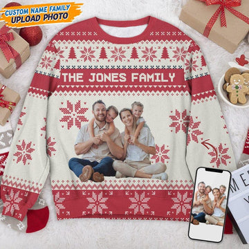 Custom Photo Xmas, Personalized Family Photo Ugly Sweater, Novelty Party Ugly Sweater, Grandma Christmas Gifts, Year End Party Ugly Sweater