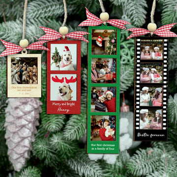 Photo Ornament, Photo Strip Ornament, Personalized Photo Strip Christmas Ornament, Christmas Ornament Photo Frame, First Married Ornament