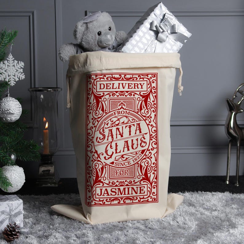 Christmas Santa Sack Stocking Traditional Present Bag Personalised Santa Sack Christmas Sack Personalised Christmas