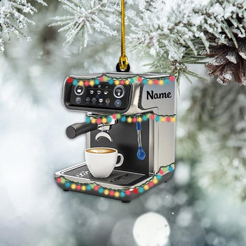 Personalized Coffee Machine Ornament, Espresso Machine Christmas Ornament, Bartender Ornament, Barista Coffee Holiday Ornament