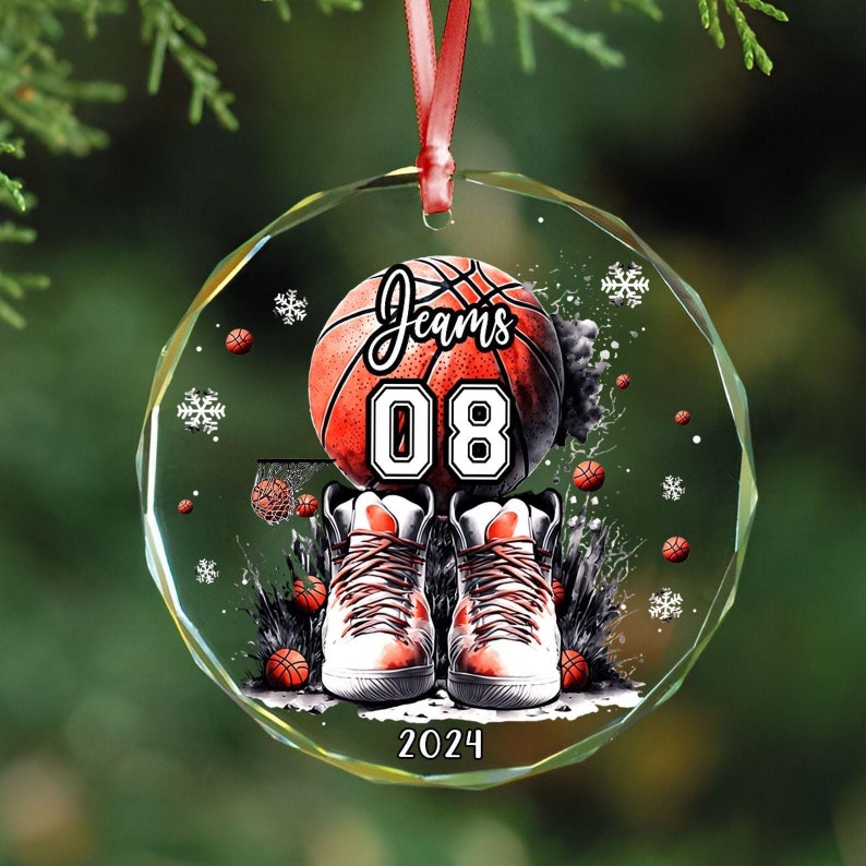 Personalized Basketball Ornament, Basketball Lovers Gift, Custom Basketball Players Christmas Ornament, Girls and Boys Basketball Ornament