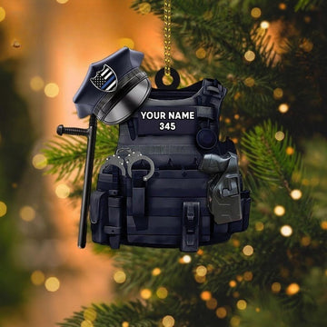 Custom Police Christmas Ornament, Personalized Bulletproof Police Vest Ornament Office Decor,Police Outfit Ornament Christmas Gifts