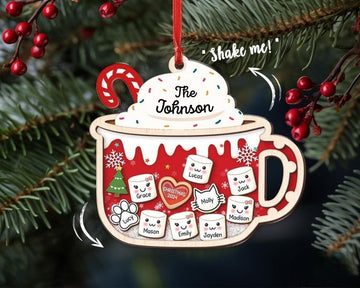 4D Shake Family Ornament With Pets, Custom Marshmallows Family Shaker Ornament, Family Ornament 2024, Family Keepsake, Family Christmas Gift