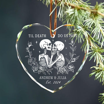 Til Death Do Us Part Personalized Skeleton Anniversary Ornament, Halloween Lovers Christmas Gift, Skeleton Couple, Gothic Wedding Gift