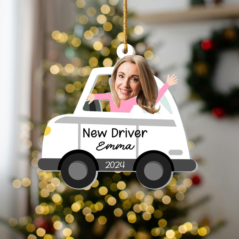 2D Personalized New Driver Ornament, Driver Learner's Permit Christmas Ornament, First Car Ornament,New Car Ornament,Custom Photo New Driver