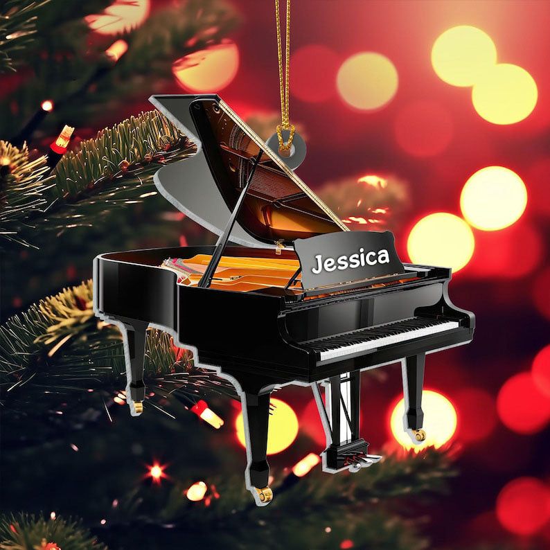 Personalized Piano Ornament, 2D Flat Acrylic Ornament Not 3D, Piano Player Ornament, Musician Gift Piano Lover Ornament, Music Flat Ornament