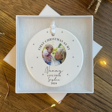 Personalised First Christmas as Grandparents Photo Bauble - Grandparent Gifts - Nanny Gifts - Grandad Gift - Grandparent Ornament Christmas