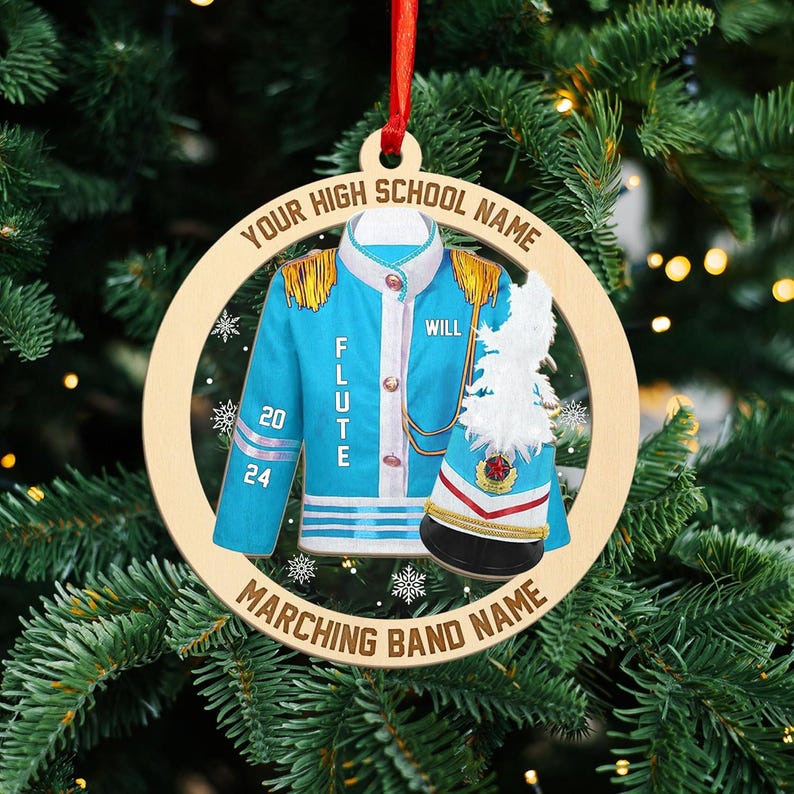 Personalized Marching Band Uniform Ornament, Band Uniform Ornament, Acrylic Ornament, Christmas Band Ornament, Marching Band Wooded Ornament