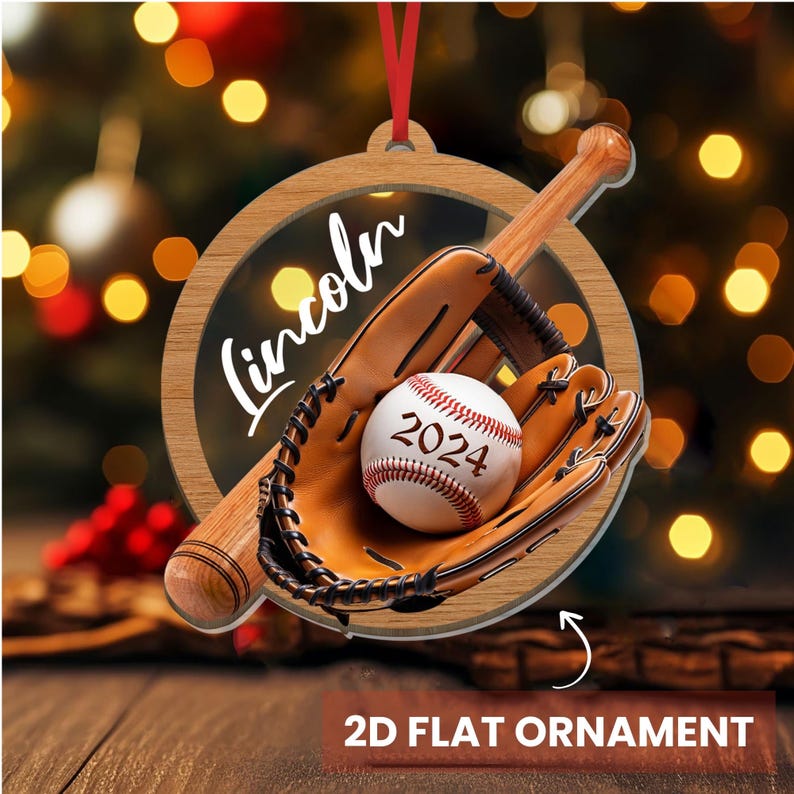 2D FLAT Baseball 2 Layer Mixed Ornament, Custom Baseball Christmas Tree Ornament, Sport Team Ornament, Custom Name Gift, Baseball Team Gift