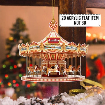 Personalized Carousel 2D Flat Acrylic Ornament Not 3D, Carousel Christmas Ornament, Ballerina Ornament, Christmas Gifts, Nursery Decor