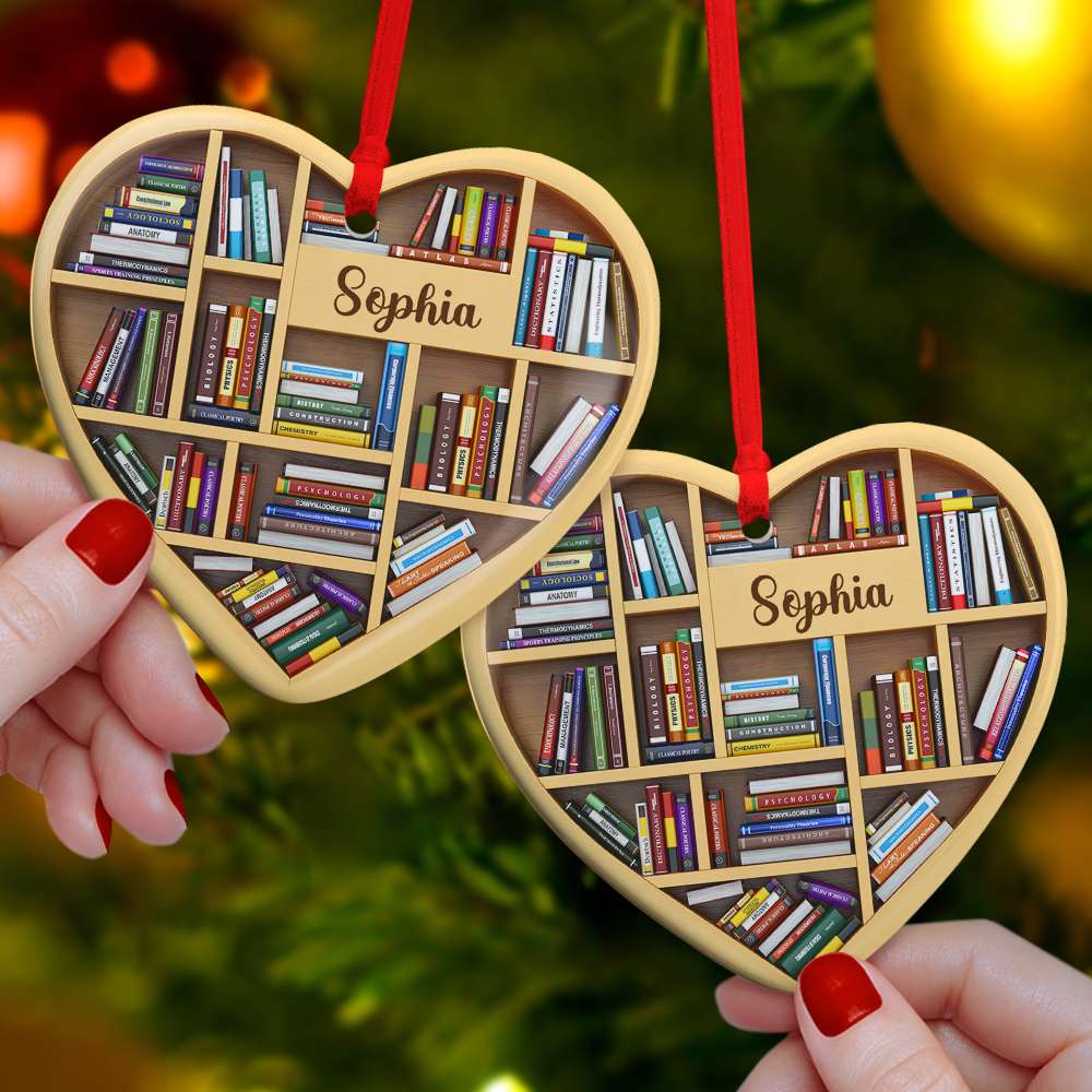 Bookshelves - Heart Book Lovers Custom Name, Personalized Ornament, Christmas Gifts For Book Lovers