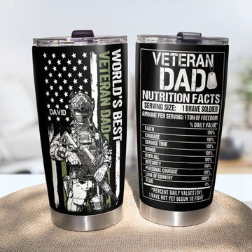 World's Best Veteran Dad, Personalized Tumbler, Father's Day Gift, Gift For Veteran Dad