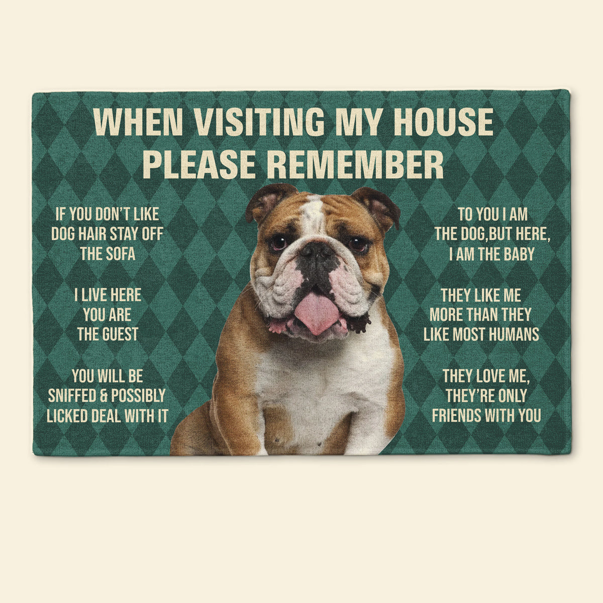 When Visiting My House Please Remember Love Dog Rules Upload Photo - Personalized Doormat - Dog , Gifts For Dog Lovers