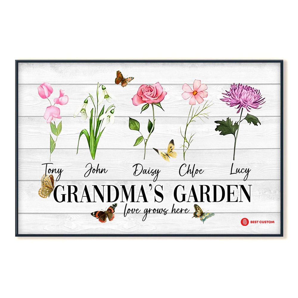 Birth Month Flower Canvas - Gift For Grandma