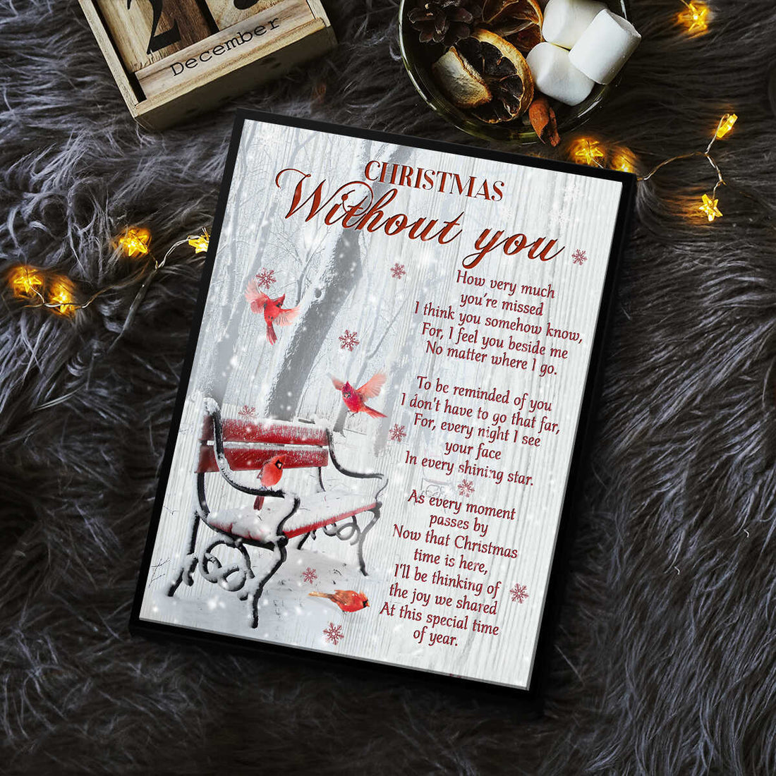 Christmas Without You Canvas, Red Cardinals Christmas, Personalized Christmas Memories Wall Art Memorial Gift Christmas Gift For Loss Loved One