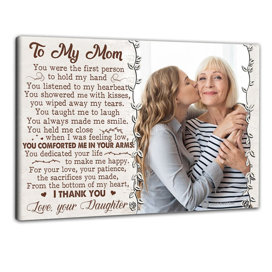 To My Mom You Were The First Person To Hold My Hand - Personalized Photo Canvas - Gift For Mom