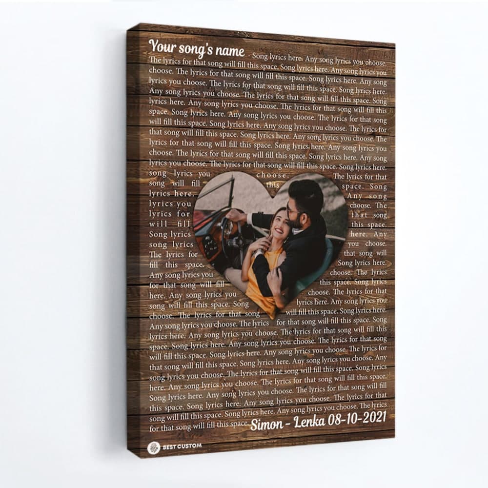 Faux Wood Song Lyrics - Personalized Canvas - Gift For Couple