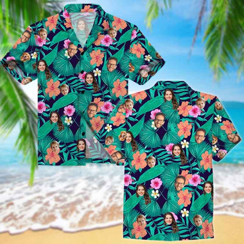 Summer Hawaiian Custom Face - Personalized AOP Hawaiian Shirt - Gift For Couple