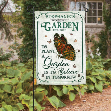 Garden Floral Art And Into The Garden I Go - Personalized Flag - Gardening