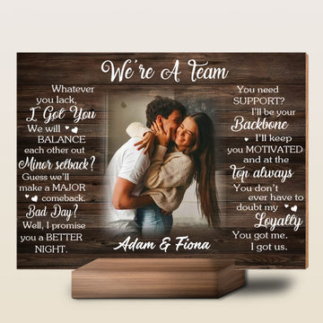 We're a Team Custom Photo Wood Photo Print Stand Gift For Couple