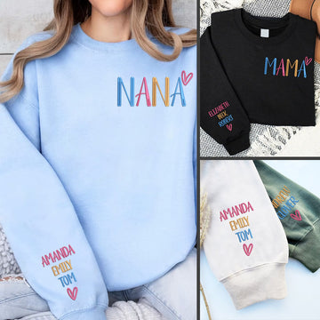 Custom Grandma Embroidery Shirt With Kids Name