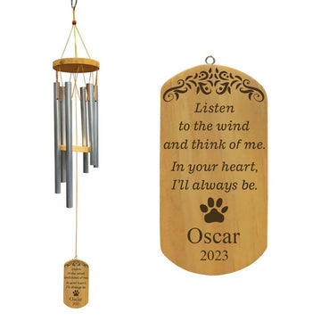 Listen To The Wind Pet Memorial Wind Chime Gift, Dog Loss Memorial Gift, Cat Remembrance Sympathy Gift, Pet Loss Gifts