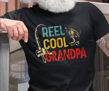 Reel Cool Grandpa Shirt for Men, Grandpa Fishing T-Shirt, Grandpa Fisherman, Grandpa Gift from Grandkids, Grandpa's Fishing Buddy, Fish Life