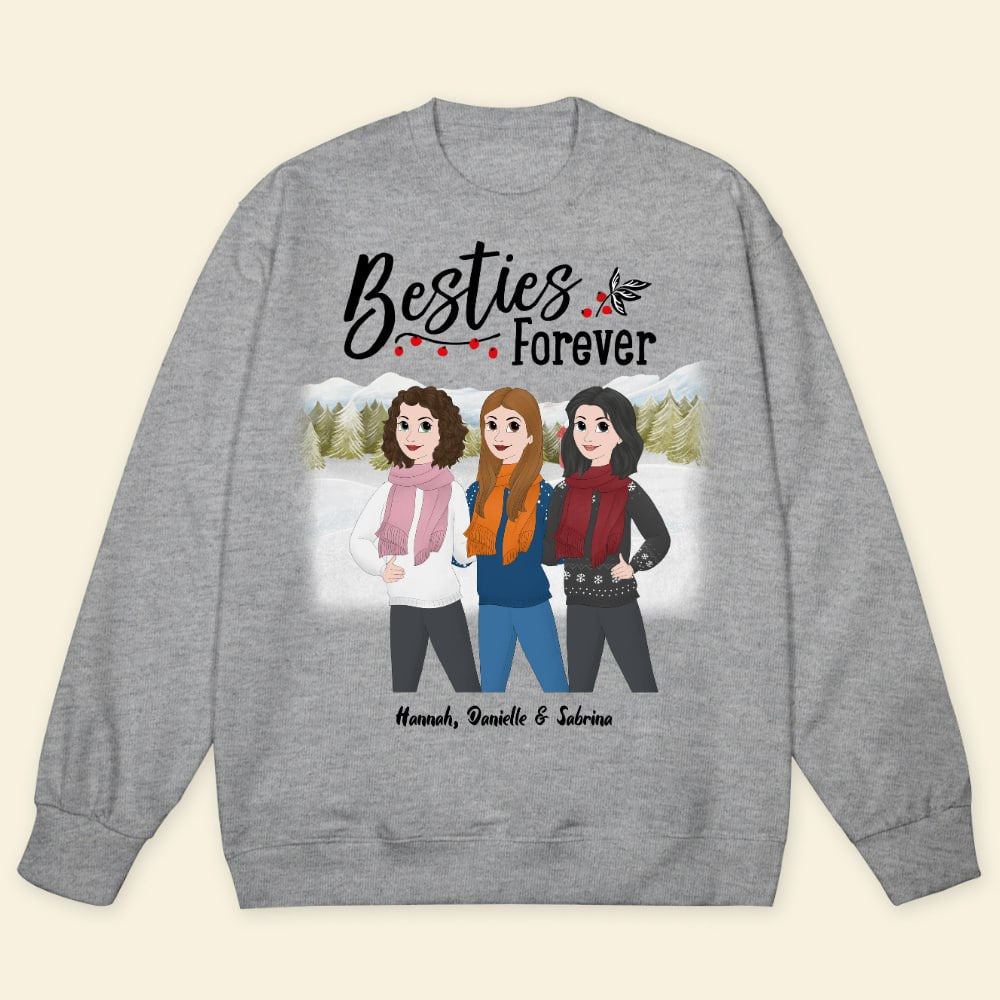 Bestie Forever Christmas Outfit - Personalized Sweatshirt - Christmas Gift For Sisters, Besties, Friends