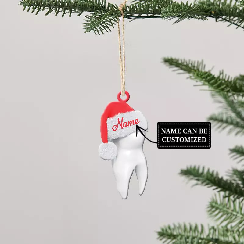 Personalized Tooth Ornament, Dental Christmas Ornament, Dentist Xmas Ornament