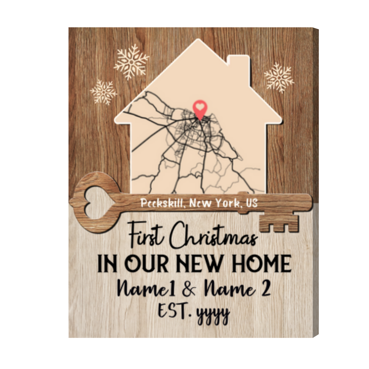 First Christmas In New Home Custom Map Print, 1st Christmas Our New Home Gift, Personalized New House Gifts, Housewarming Gift for Couple