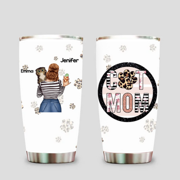 Witty Cat , Cat Mom Personalized Tumbler Birthday Mother's Day Gift For Mom, Dog Mom