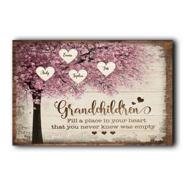 Grandchild Fill A Place In Your Heart, Tree - Personalized Canvas - Gift For Grandma