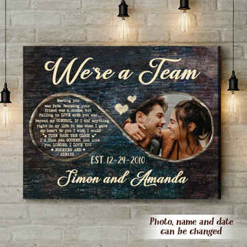 We're A Team Custom Photo Canvas Gift For Couple